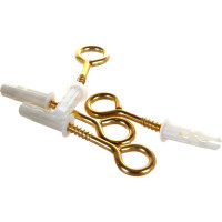 Петля-шуруп ЕВРОПАРТНЕР латунир. L25 x d4,1 x O10 в компл. c дюбелем MULTI 6x25 4 шт. MP 308 17