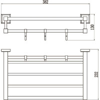 Полка для полотенец Savol 40 см, 3 крючка, хром S-409544 23186