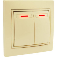 Двухклавишный выключатель Jilion с подсветкой бежевый 9533145