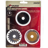 Набор отрезных дисков металл/дерево/керамика МИНИ (4 предмета; 54.8х11.1 мм; держатель 6 мм) SKRAB 34450