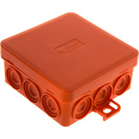 Огнестойкая коробка Экопласт JBL085 E110, о/п 85х85х38, 12 выходов, IP55, 8P, цвет оранжевый 43355HF