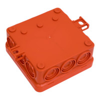 Огнестойкая коробка Экопласт JBL085 E110, о/п 85х85х38, 12 выходов, IP55, 6P, цвет оранжевый 43655HF