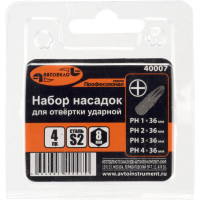 Набор насадок для ударной отвертки АвтоDело PH1,2,3,4х80 мм S2 Professional 40004 11327