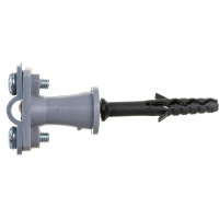 Держатель круглого проводника EZETEK 6-10мм серый, высота 38мм, пластик с дюбелем 40мм 70638