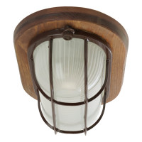 Светильник для бани и сауны FERON НБО 04-60-022 220V 60Вт Е27 IP54 дерево, орех, овал, с решеткой 11576