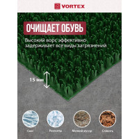 Коврик-дорожка VORTEX 0,90х15 м ТРАВКА на противоскользящей основе темно-зеленый 24006
