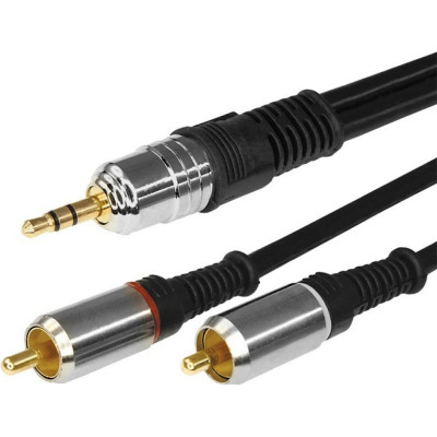 REXANT Шнур Стерео 3,5 мм - 2RCA, 5 м, Gold-металл 17-4225