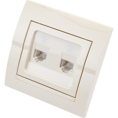 Lezard DERIY Розетка RJ11x2 евро крем 702-0303-138