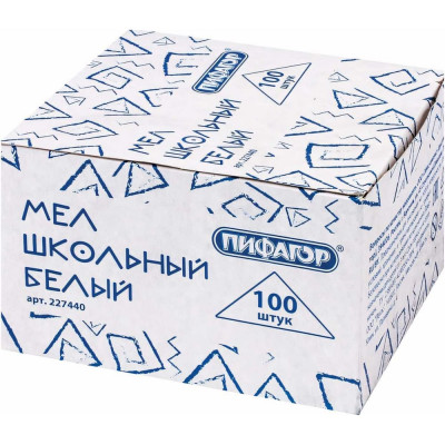 Пифагор Мел белый НАБОР 100 шт., квадратный, 227440