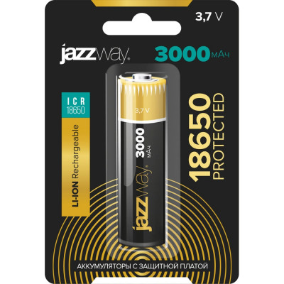 Jazzway Jаzzway Аккумулятор 18650 3.7В Li-Ion 3000 мАч с защитой BL-1 (блист.1шт) 5012073