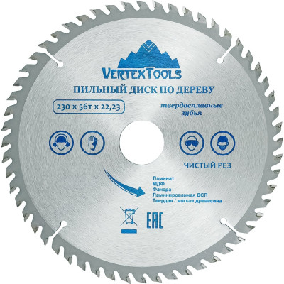 vertextools ПИЛЬНЫЙ ДИСК ПО ДЕРЕВУ 230х56тх22,23 230-56-22