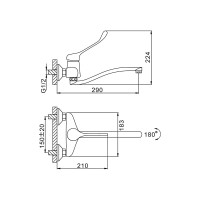 Медицинский смеситель FRAP F4654 настенный 513952