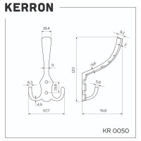 Крючок мебельный трехрожковый Kerron матовый черный KR-0050-BL