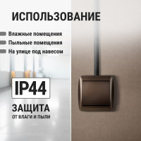 1-клавишный выключатель TDM ELECTRIC открытой установки IP44 10А шоколад "Селигер" SQ1818-0201