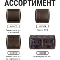 Выключатель на 2 направления одноклавишный накладной IP44 TDM ELECTRIC 10А шоколад, серия "Селигер" SQ1818-0211