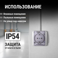 Розетка TDM ELECTRIC 2П+3 открытой установки IP54 16А с прозрачной крышкой белая "Селигер" SQ1818-0007