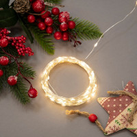 Светодиодная гирлянда Uniel ULD-S1000-100/SCB/3AA WARM WHITE IP20 DEW, UL-00005482