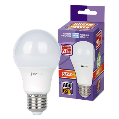 Лампа светодиодная PLED-SP 20Вт A60 5000К холодный белый E27 1800лм 230В/50Гц Jazzway 5009462A