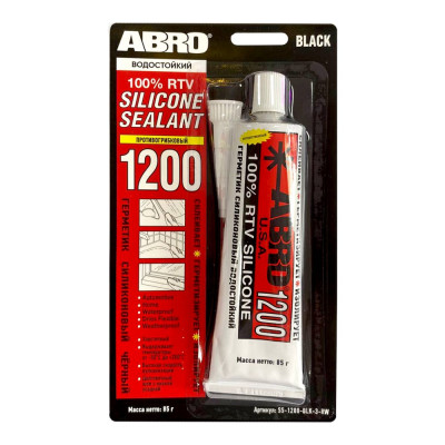 Герметик силиконовый ABRO 1200, черный, 85 г, SS-1200-BLK-3-RW
