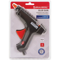 Клеевой пистолет BRAUBERG 60Вт для стержня 11 мм, с выключателем, в блистере, 671053