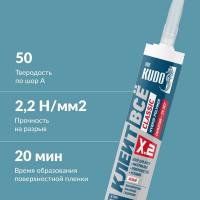 Клей на основе гибридных полимеров KUDO Клеит Все CLASSIC белый, 280 мл KX-2W