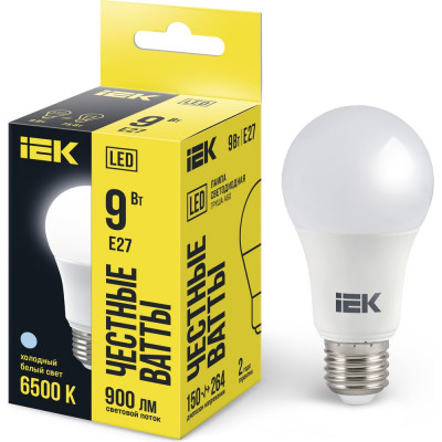 Лампа IEK LED, A60, 9вт, 230В, 6500К, E27 LLE-A60-9-230-65-E27