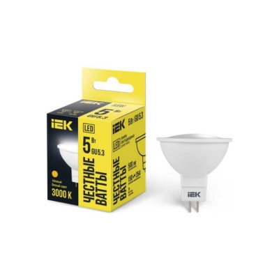 Лампа IEK LED MR16 софит 5вт 230В 3000К GU5.3 LLE-MR16-5-230-30-GU5