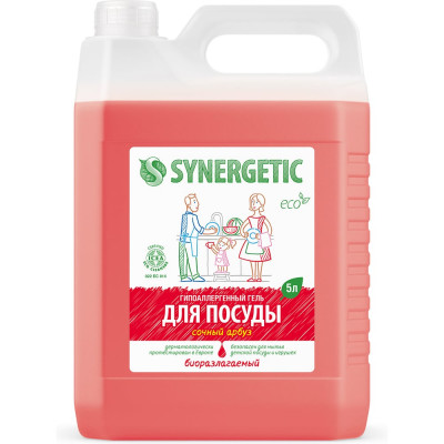 Средство для мытья посуды SYNERGETIC АРБУЗ канистра, 5 л 4623722258304 103501