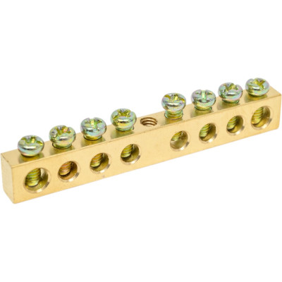 Шина нулевая Dekraft ШН101 (8 отверстий, сечение 6х9 мм, 100 А) 32001DEK