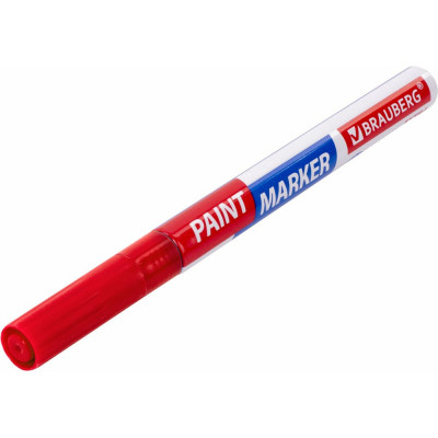 Лаковый маркер-краска BRAUBERG EXTRA paint marker 2 мм, красный, улучшенная нитро-основа, 151969