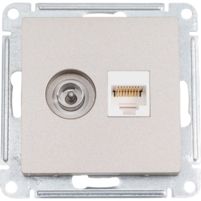 Розетка ТВ + компьютерная RJ45 Systeme Electric AtlasDesign 2-ая Шампань категории 5Е ATN000589