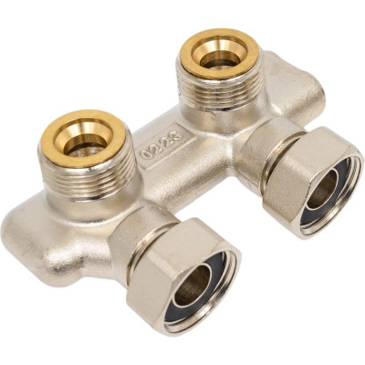 Угловой узел Uni-Fitt перекрёстный, НВ 3/4" х 3/4"ЕК, радиаторный, с вентилями, ниппелями и адаптерами 197N3011