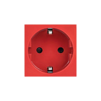 Розетка EKF 45х45, с заземлением, красная, прямая E2MR16-028-70