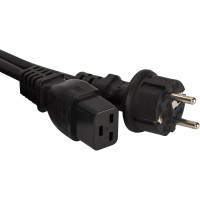 Шнур питания LANMASTER C19-Schuko, 3х1.5, 220В, 16А, 2 метра LAN-PP19/SH-2.0-BK