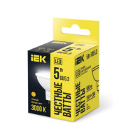 Лампа IEK LED MR16 софит 5вт 230В 3000К GU5.3 LLE-MR16-5-230-30-GU5