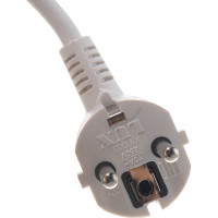Сетевой шнур LUX V3 ПВС 3x0.75 5м, с вилкой, с заземлением, белый 4606400609698