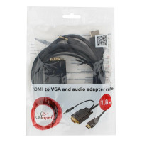 Кабель Cablexpert HDMI-VGA 19M/15M + 3.5Jack 1.8м черный медь, позол.разъемы пакет A-HDMI-VGA-03-6