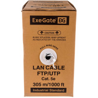 Кабель UTP ExeGate 2 пары, категория 5e, медь, 24AWG, бухта 305м, серый, PVC 281821