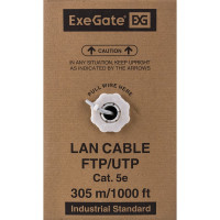 Кабель FTP ExeGate 4 пары, категория 5e, Special медь, 26AWG, экран, бухта 305м, серый, PVC 138967
