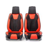 Каркасные 3D накидки на передние сиденья CarPerformance 2 шт., экокожа и алькантара CUS-3034 BK/RD