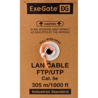 Кабель UTP ExeGate 4 пары категории 5e медь, 24AWG, LSZH, бухта 305м, оранжевый 281820