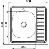 Мойка mixline 60х60х16 см, 0.4, левый выпуск 1 1/2 527967