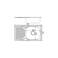 Врезная мойка mixline 42х76х16 см, 0.6, правый выпуск 3 1/2, с сифоном 530530