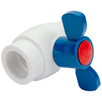 Кран шаровой Blue Ocean бабочка, (шар - пластик ABS) полипропиленовый для ХВС - 32 PPRF/BV/PPR/CW-B(W)-32