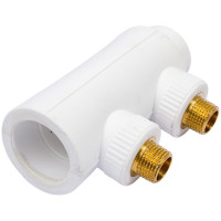 Коллектор Blue Ocean полипропилен НР 2 отвода - 40х1/2х2 осевое - 57мм/ PPRF/FCEUMET(W)-01/40х1/2"х2