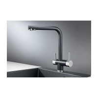 Высокий смеситель с краном под питьевую воду GRANULA GR-2305 шварц