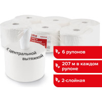 Туалетная бумага LAIMA с центр. вытяжкой 207м, T8 PREMIUM, 2-сл, белая, 6 рулонов 112514