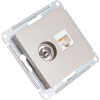 Розетка ТВ + компьютерная RJ45 Systeme Electric AtlasDesign 2-ая Шампань категории 5Е ATN000589