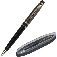 Подарочная шариковая ручка BRAUBERG Sonata синяя, золотистый корпус с черным, линия 0.5 мм 143483