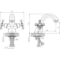 Двуручный смеситель для умывальника Decoroom монолитный DR52011